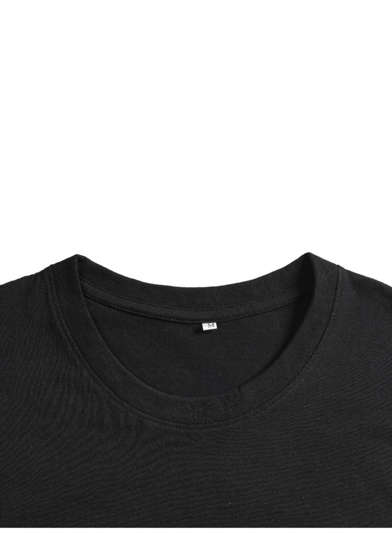 Men's Oversized T-Shirt Black Drop Shoulder Short Sleeve Crew Neck Red Spider Graphic Print Streetwear Tee T Shirt For Men - Image 3